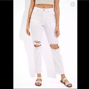 American Eagle Ripped Mom Straight Jeans (size 12)